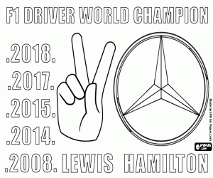 Colorear Campeón F1 2018, Lewis Hamilton