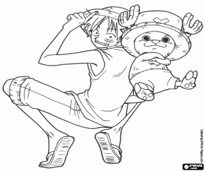 Colorear Capitán Ruffy y Tony Chopper