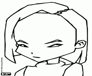 Colorear La cara de Yumi de Código Lyoko