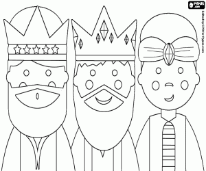Colorear Caras de los tres Reyes Magos