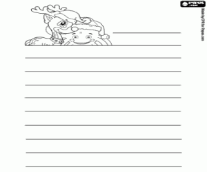 Colorear Carta navideña con Pypus y reno