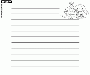 Colorear Carta con Pypus y árbol Navidad