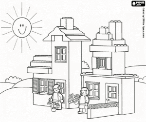 Colorear Una casa con jardín de Lego