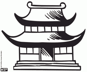 Colorear Casa tradicional de Japón
