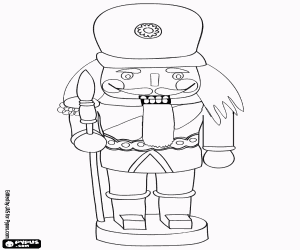 Colorear Un cascanueces, un soldado con lanza