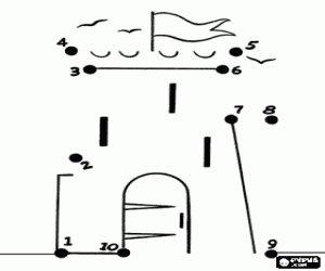 Colorear Un castillo, punto a punto