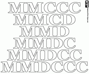 Colorear Centenas romanas de 2300 a 2800