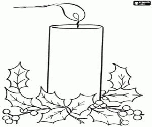 Colorear Centro de mesa y vela de Navidad