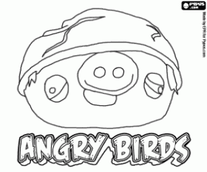 Colorear El cerdo con casco, Angry Birds