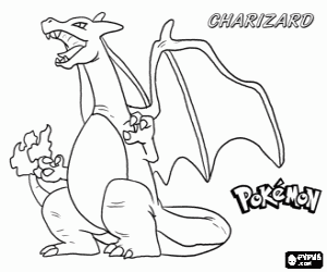 Colorear Charizard, evolución de Pokémon