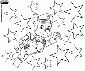Colorear Chase y las estrellas,Paw Patrol