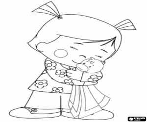 Colorear Chloe abrazada a su manta