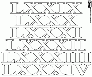 Colorear Cifras romanas de 79 a 84