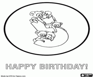 Colorear Cinco cumpleaños, cinco animales