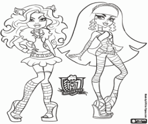 Colorear Clawdeen y Cleo, Monster High