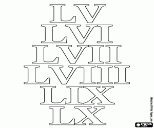 Colorear Contar de 55 a 60 como romanos