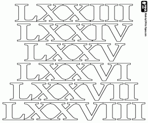 Colorear Contar de 73 a 78 como romanos