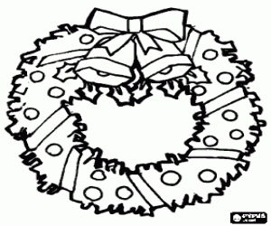 Colorear Corona de Navidad con campanas