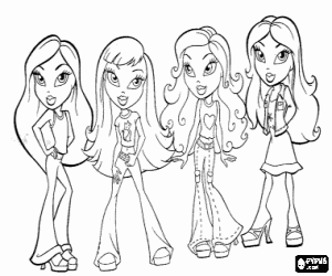 Colorear Cuatro chicas Bratz 