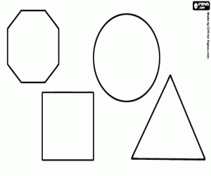 Colorear Cuatro figuras geométricas en 2D