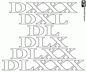 Colorear De 530 a 580, en decenas romanas