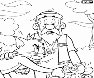 Colorear Intento de paz entre Tom y Jerry