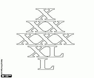 Colorear Las decenas romanas de 10 a 50