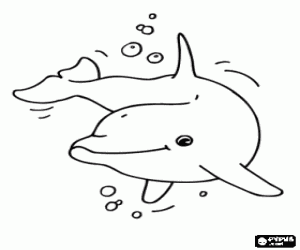 Colorear Delfín contento en el mar