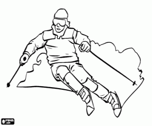 Colorear Un derrapaje de un esquiador