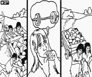 Colorear El descubrimiento de la rueda