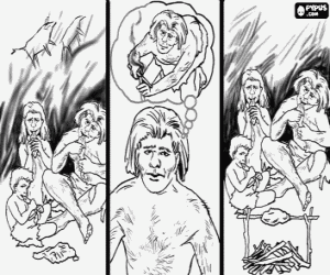 Colorear El descubrimiento del fuego