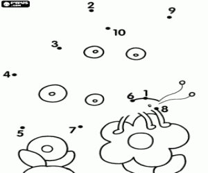 Colorear Dibujo por puntos, animal y flor