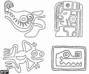 Colorear Dibujos mayas esculpidos