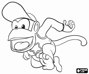 Colorear Diddy Kong, un chimpancé