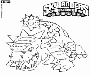 Colorear El dinosaurio Skylander Bash