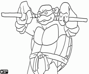 Colorear Donatello con su arma preferida