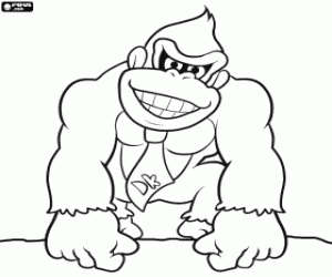 Colorear Donkey Kong, gorila de Nintendo