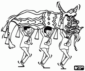 Colorear Dragón chino en la celebración