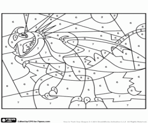 Colorear El dragón de Astrid con números