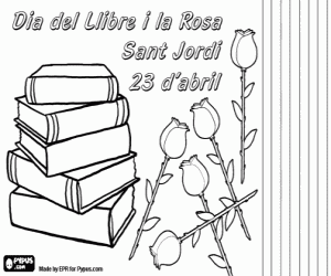 Colorear El día del libro y la rosa