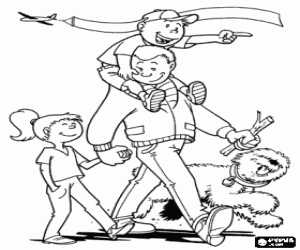 Colorear El Día del Padre en el parque