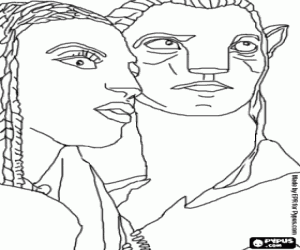 Colorear El avatar na'vi de Jake y Neytiri 