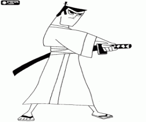 Colorear El samurai Jack con la katana
