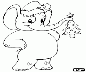 Colorear El elefante celebra la Navidad