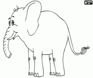 Colorear Elefante con colmillos, de lado