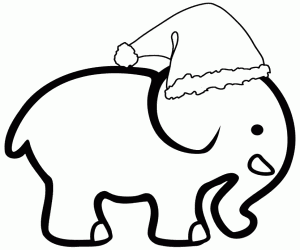 Colorear Un elefante con gorro navideño