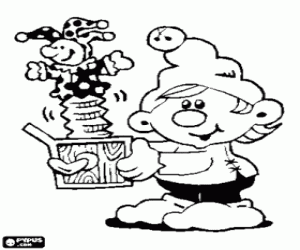 Colorear Elfo navideño y caja de sorpresa