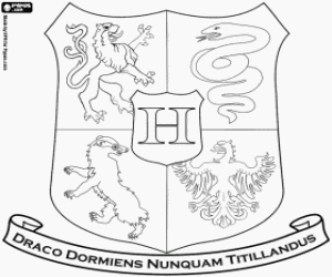 Colorear El emblema de la Escuela Hogwarts