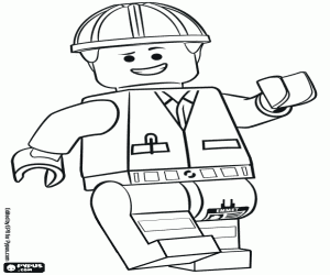 Colorear Emmet con casco, personaje Lego