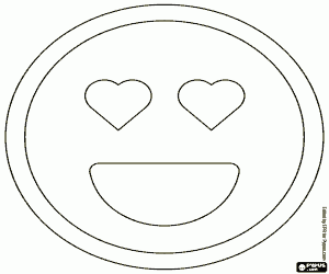 Colorear Emoticono con la cara de amor